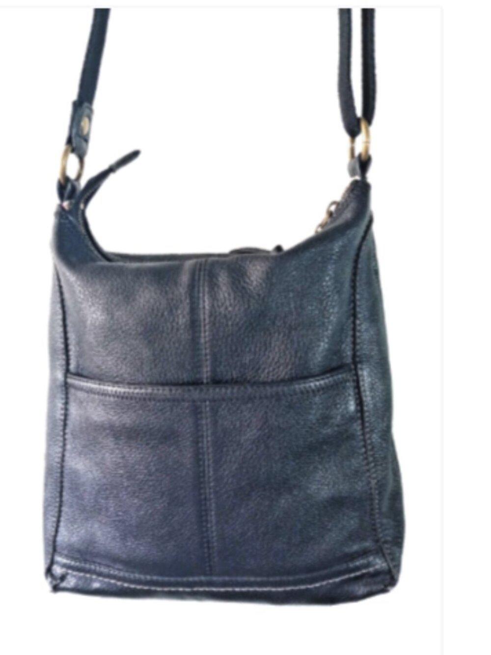 The Sak Iris Black Pebbled Soft Leather Messenger Crossbody Bag EUC